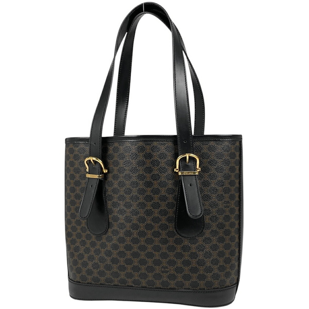 Celine Macadam Tote Bag Handbag Bucket Canvas Black